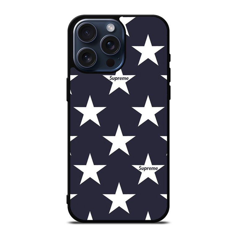 SUPREME STARS PATTERN iPhone 15 Pro Max Case Cover SUPREME STARS PATTERN iPhone 15 Pro Max Case Cover