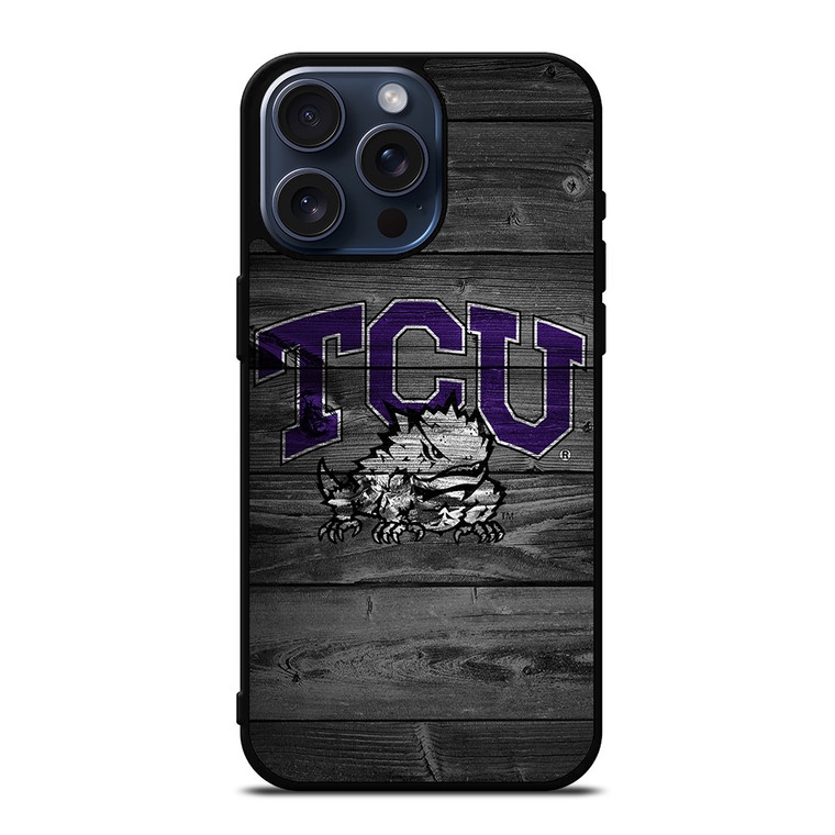 TCU HORNED FROGS FOOTBALL WOOD LOGO iPhone 15 Pro Max Case Cover