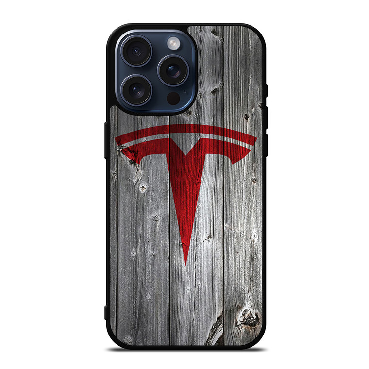 TESLA WOODEN LOGO iPhone 15 Pro Max Case Cover