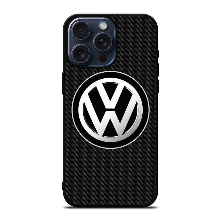 VW VOLKSWAGEN BLACK CARBON iPhone 15 Pro Max Case Cover