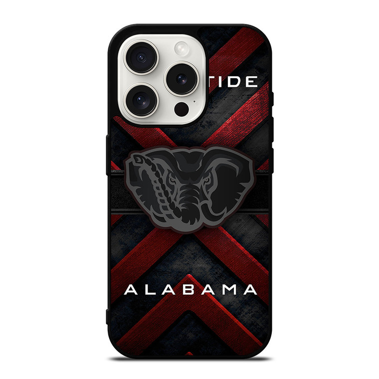 ALABAMA CRIMSON ROLL TIDE METAL EMBLEM iPhone 15 Pro Case Cover