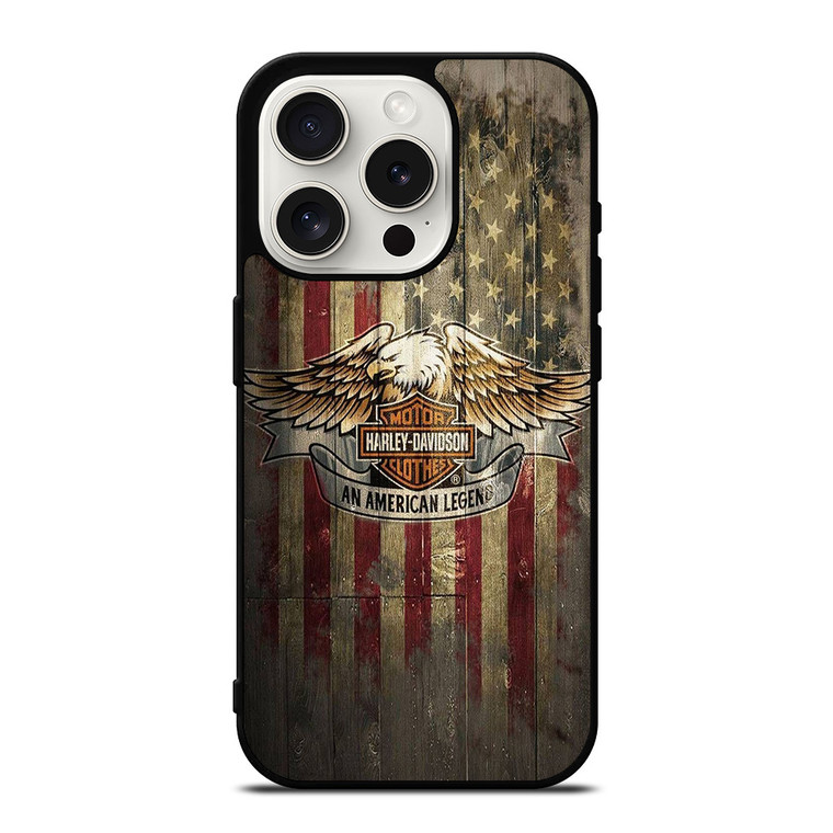 HARLEY DAVIDSON MOTORCYCLES USA WOOD LOGO iPhone 15 Pro Case Cover