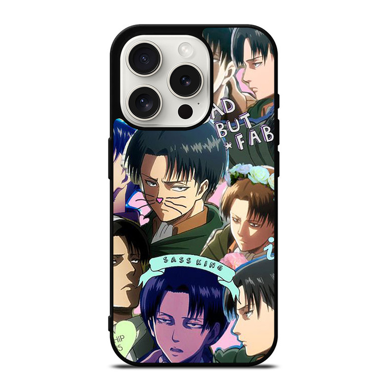 LEVI ACKERMAN ATTACK ON TITANS CUTE ANIME COLLAGE iPhone 15 Pro Case Cover