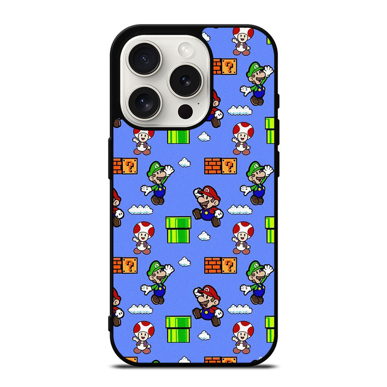 MARIO BROS LUIGI TOAD CUTE PATTERN iPhone 15 Pro Case Cover