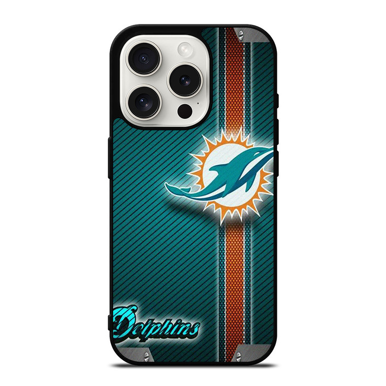 MIAMI DOLPHINS FOOTBALL METAL LOGO 2 iPhone 15 Pro Case Cover MIAMI DOLPHINS FOOTBALL METAL LOGO 2 iPhone 15 Pro Case Cover