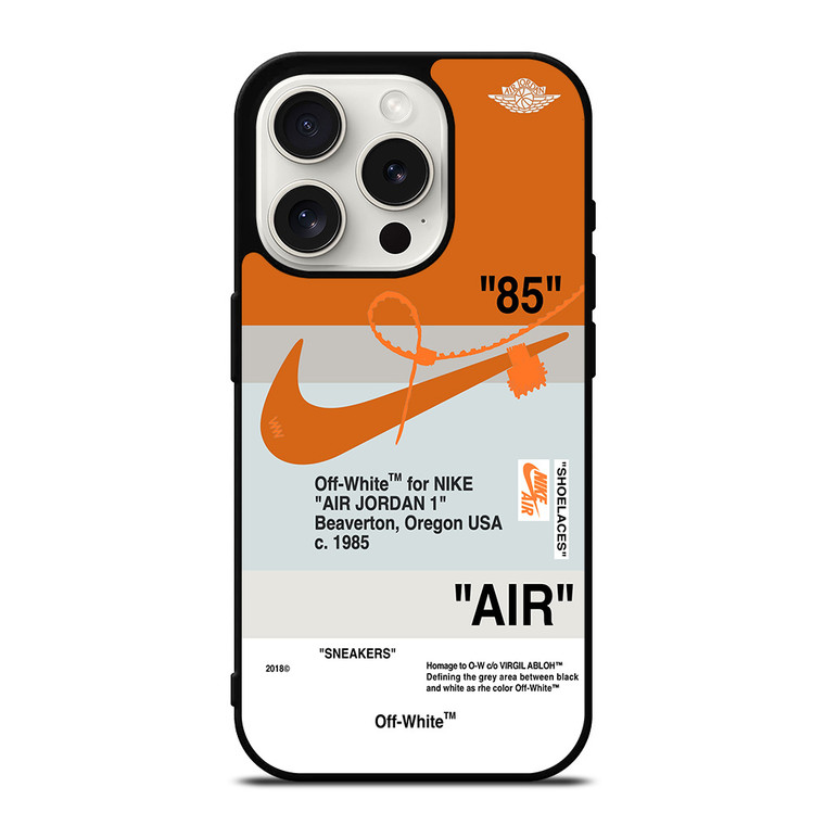 NIKE AIR JORDAN 1 OFF WHITE ORANGE iPhone 15 Pro Case Cover