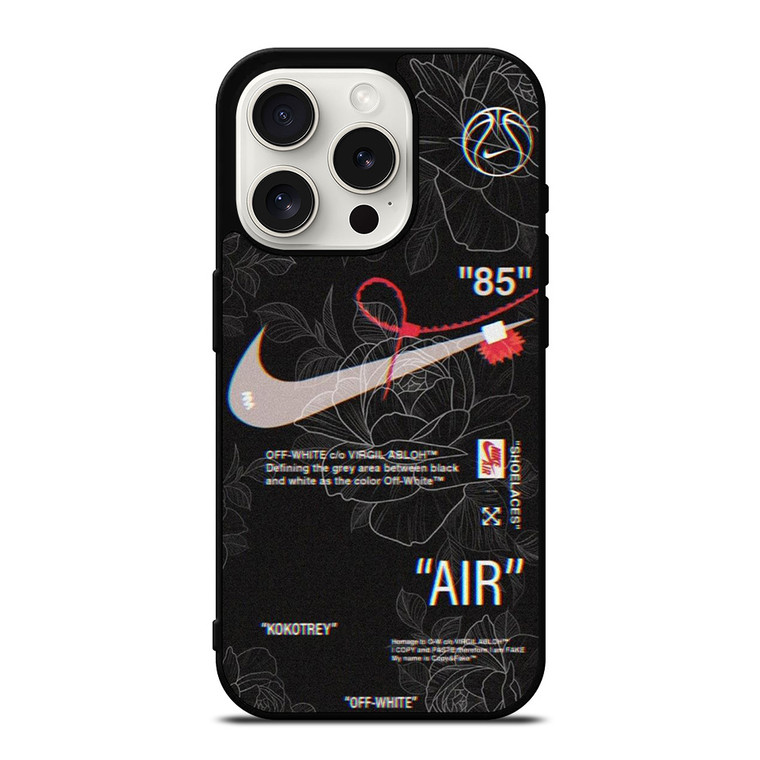 NIKE OFF WHITE FLORAL LOGO iPhone 15 Pro Case Cover