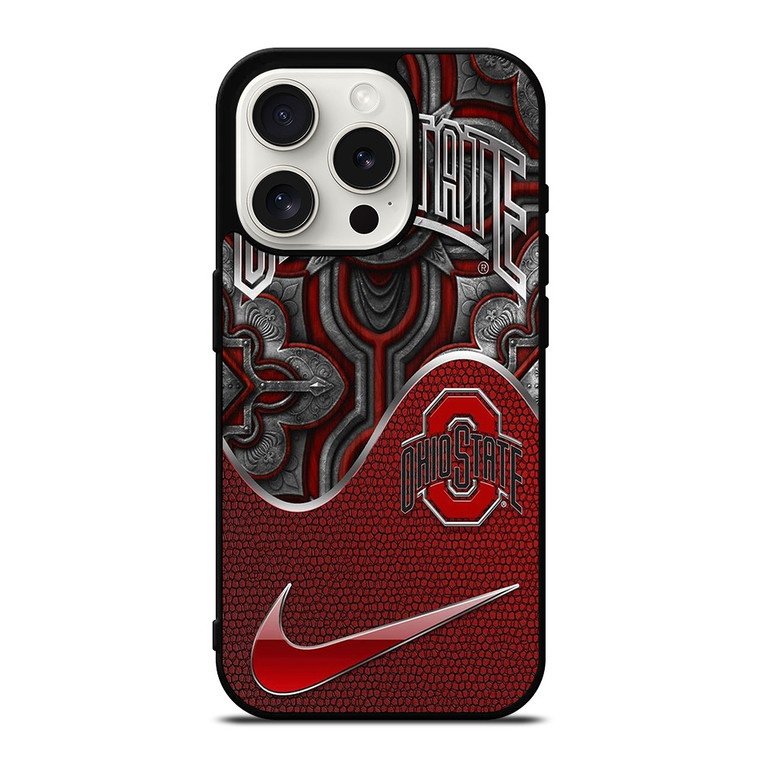 OHIO STATE BUCKEYES METAL EMBLEM iPhone 15 Pro Case Cover