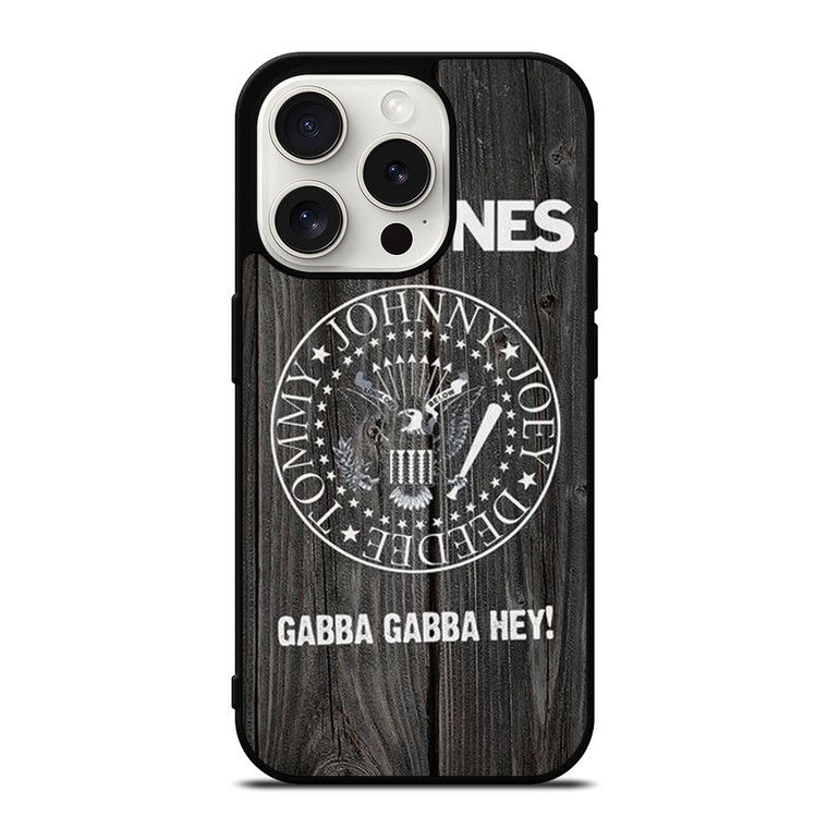 RAMONES BAND WOOD BADGE iPhone 15 Pro Case Cover