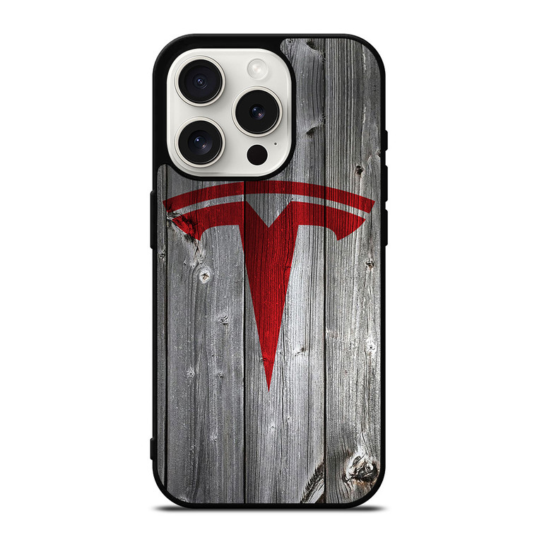 TESLA WOODEN LOGO iPhone 15 Pro Case Cover