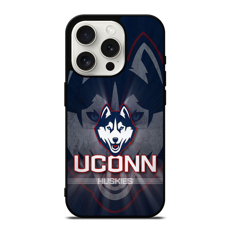 UCONN HUSKIES BASKETBALL METAL LOGO iPhone 15 Pro Case Cover