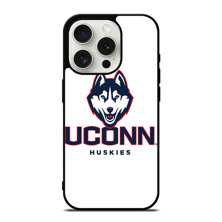 UCONN HUSKIES WHITE LOGO iPhone 15 Pro Case Cover
