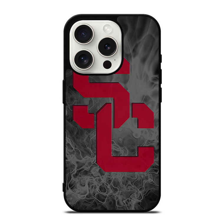 USC TROJANS FOOTBALL SMOKED LOGO iPhone 15 Pro Case Cover
