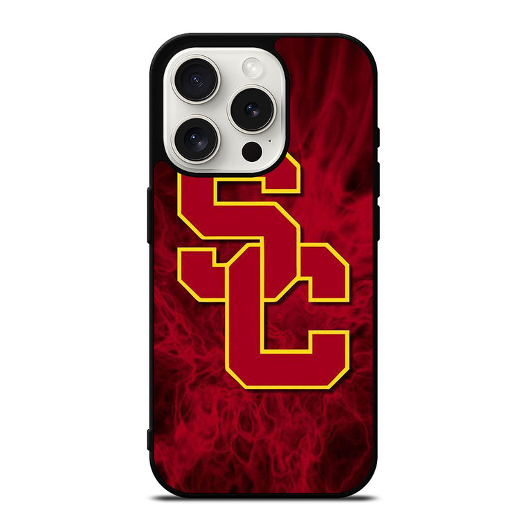 USC TROJANS RED SMOKED LOGO iPhone 15 Pro Case Cover
