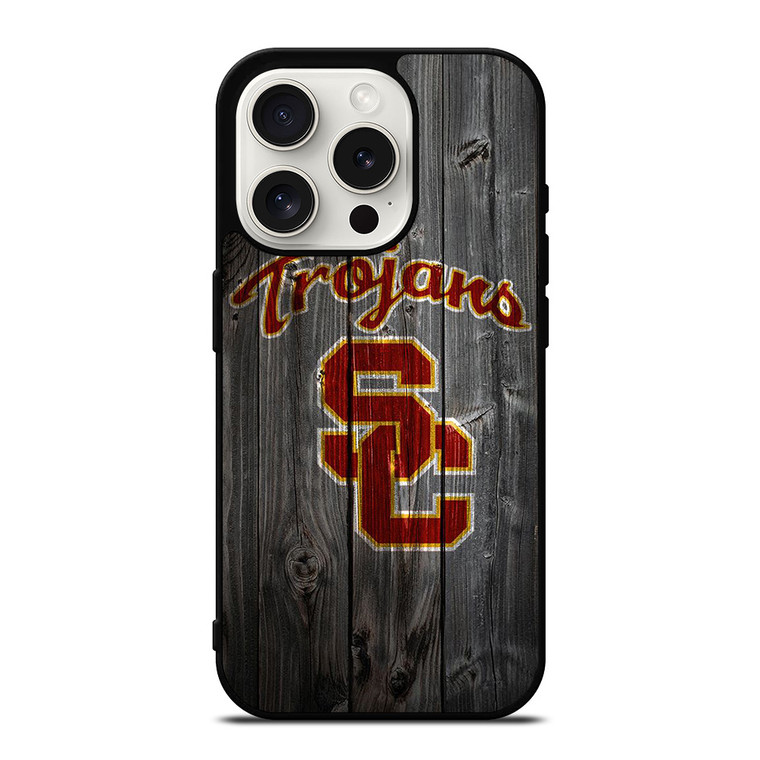 USC TROJANS WOOD LOGO iPhone 15 Pro Case Cover