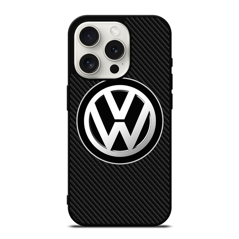 VW VOLKSWAGEN BLACK CARBON iPhone 15 Pro Case Cover