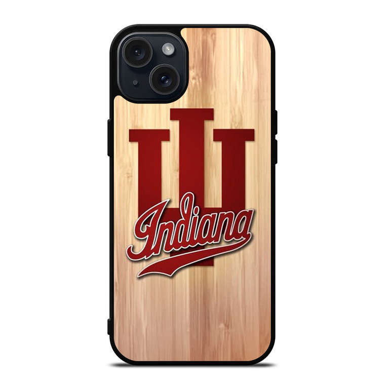 INDIANA HOOSIERS WOOD LOGO iPhone 15 Plus Case Cover