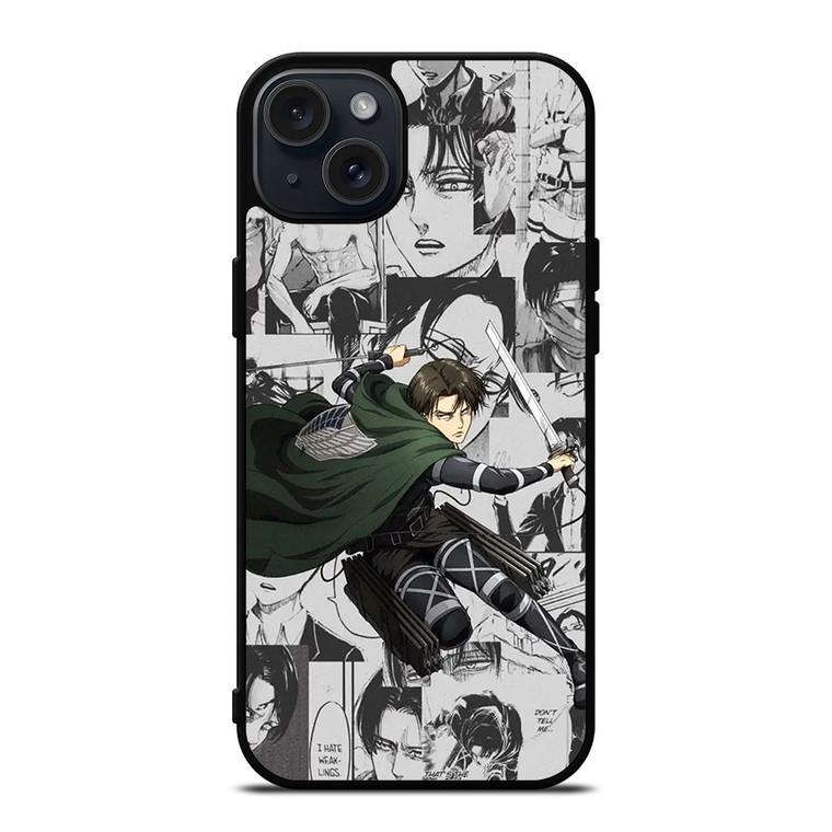 LEVI ACKERMAN ATTACK ON TITANS MANGA COLLAGE iPhone 15 Plus Case Cover