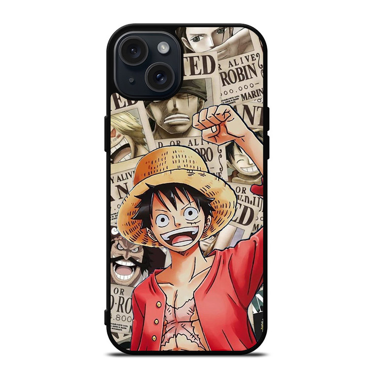 LUFFY WANTED POSTER PATTERN iPhone 15 Plus Case Cover