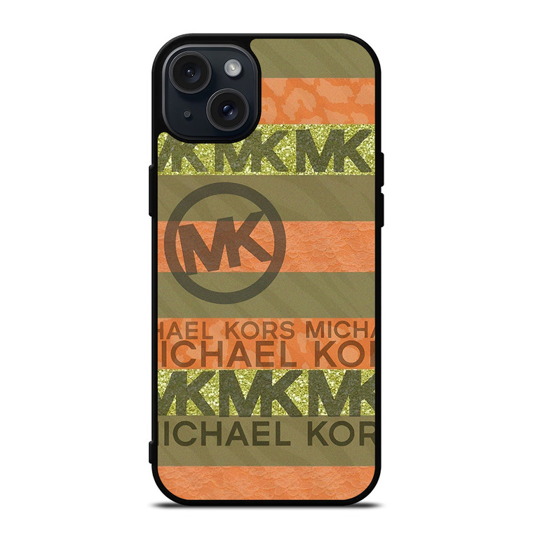 MICHAEL KORS PEACH STRIPE iPhone 15 Plus Case Cover
