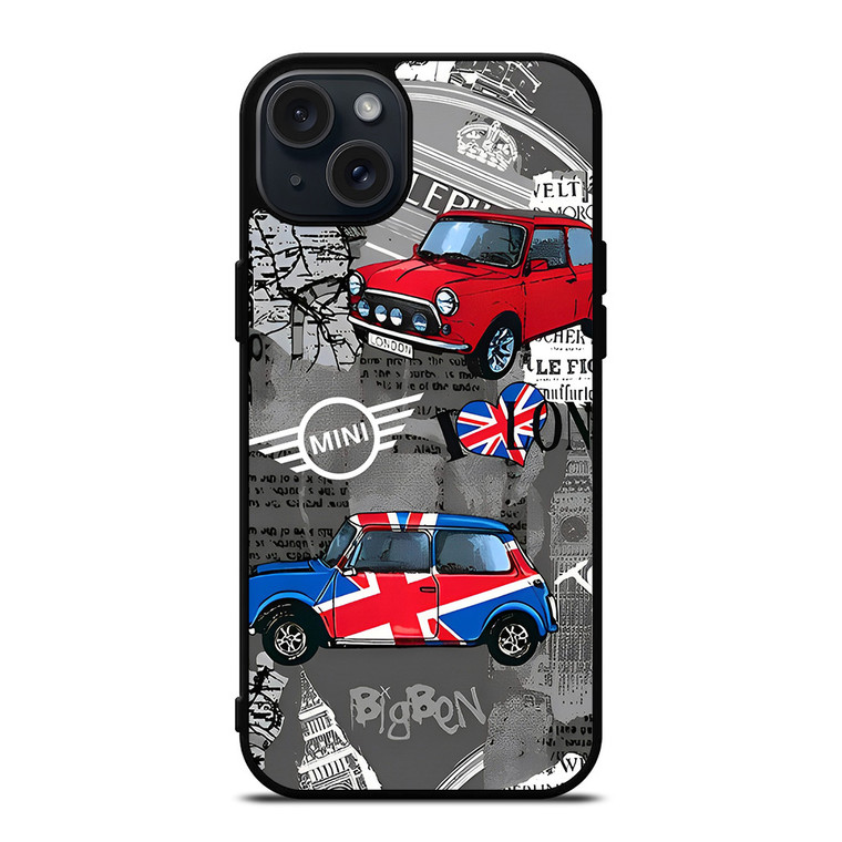 MINI COOPER LONDON COLLAGE iPhone 15 Plus Case Cover MINI COOPER LONDON COLLAGE iPhone 15 Plus Case Cover