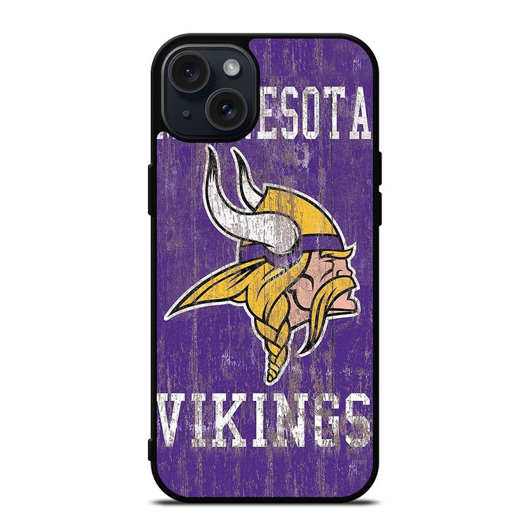 MINNESOTA VIKINGS WOODEN LOGO iPhone 15 Plus Case Cover MINNESOTA VIKINGS WOODEN LOGO iPhone 15 Plus Case Cover