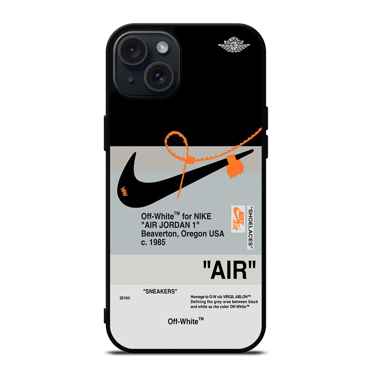 NIKE AIR JORDAN 1 OFF WHITE BLACK iPhone 15 Plus Case Cover NIKE AIR JORDAN 1 OFF WHITE BLACK iPhone 15 Plus Case Cover