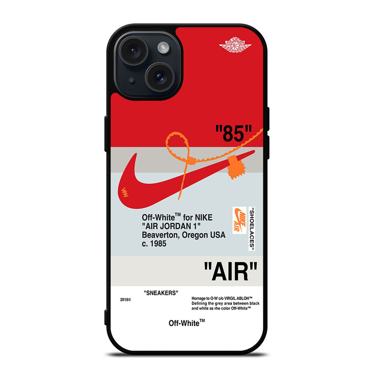 NIKE AIR JORDAN 1 OFF WHITE RED iPhone 15 Plus Case Cover NIKE AIR JORDAN 1 OFF WHITE RED iPhone 15 Plus Case Cover