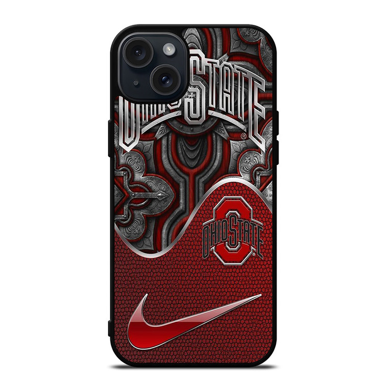 OHIO STATE BUCKEYES METAL EMBLEM iPhone 15 Plus Case Cover