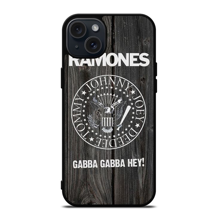 RAMONES BAND WOOD BADGE iPhone 15 Plus Case Cover