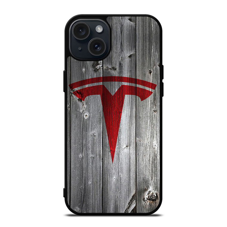 TESLA WOODEN LOGO iPhone 15 Plus Case Cover