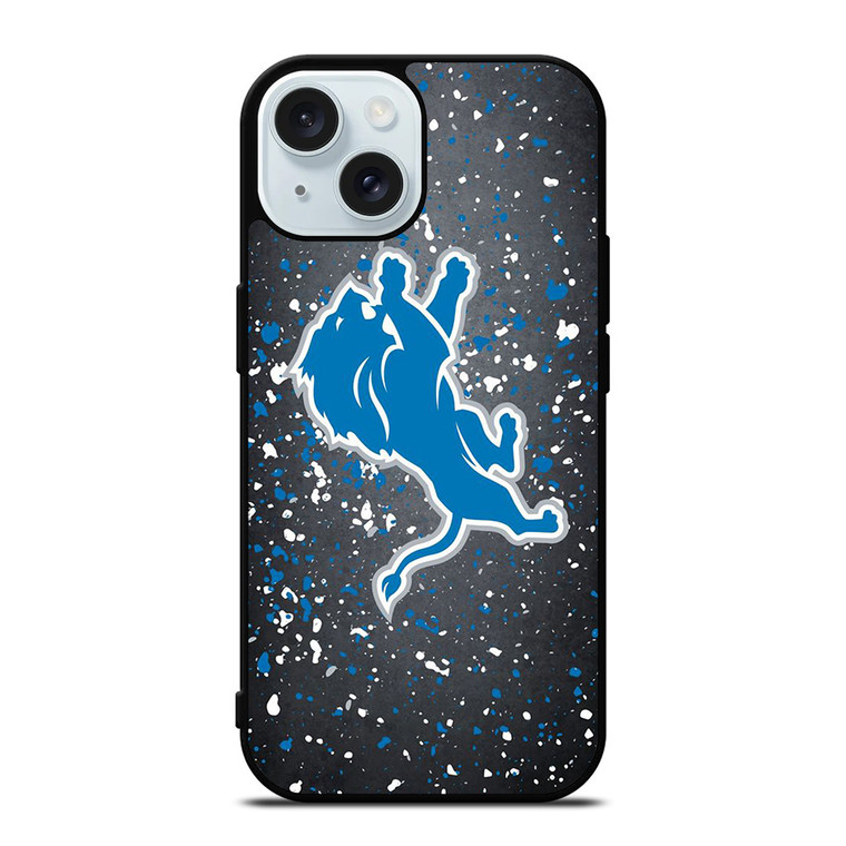DETROIT LIONS FOOTBALL NFL SPLASHED LOGO iPhone 15 Case Cover