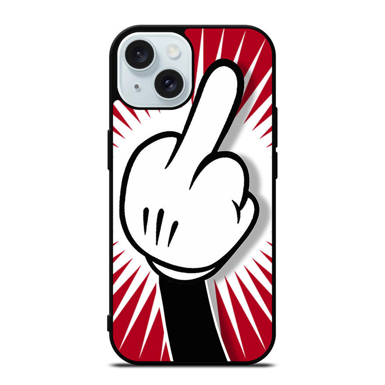 DISNEY MICKEY MOUSE MIDDLE FINGER FUNNY iPhone 15 Case Cover