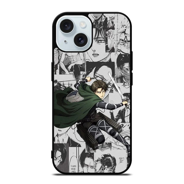 LEVI ACKERMAN ATTACK ON TITANS MANGA COLLAGE iPhone 15 Case Cover