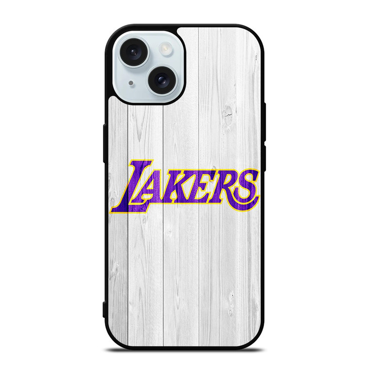 LOS ANGELES LA LAKERS WHITE WOOD iPhone 15 Case Cover