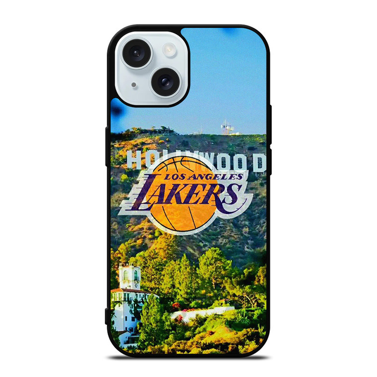 LOS ANGELES LAKERS HOLLYWOOD SIGN iPhone 15 Case Cover