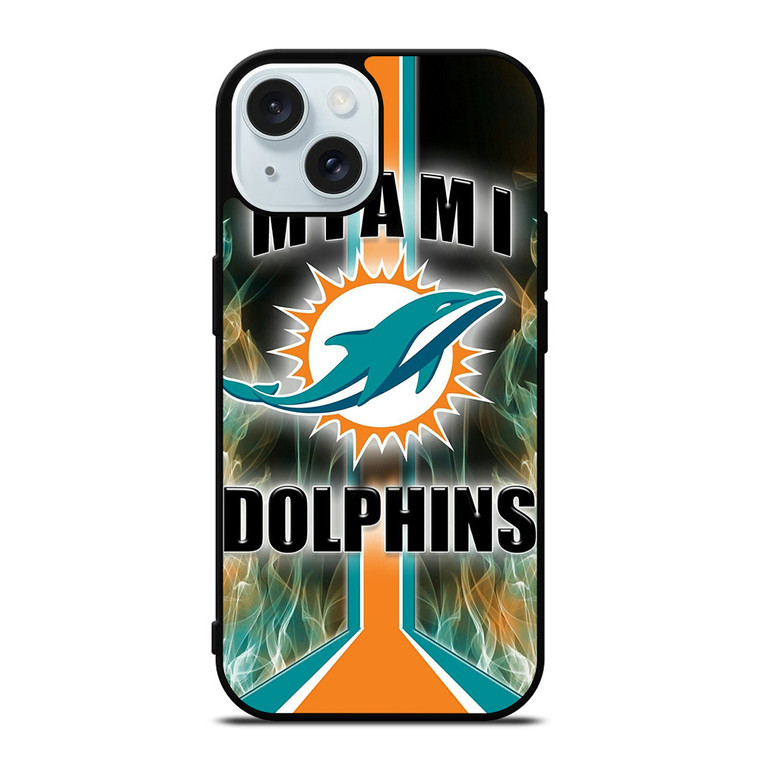 MIAMI DOLPHINS STRIPE NFL LOGO iPhone 15 Case Cover