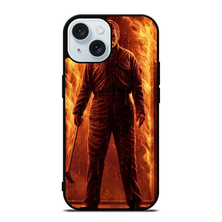 MICHAEL MYERS HALLOWEEN IN FIRE iPhone 15 Case Cover MICHAEL MYERS HALLOWEEN IN FIRE iPhone 15 Case Cover