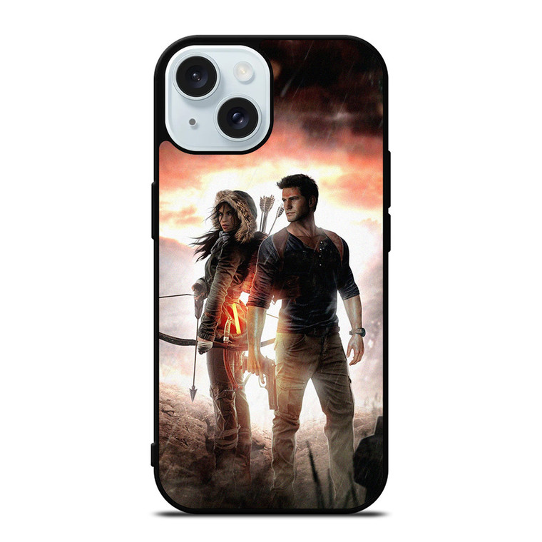 NATHAN DRAKE AND LARA CROFT UNCHARTED GAMES iPhone 15 Case Cover
