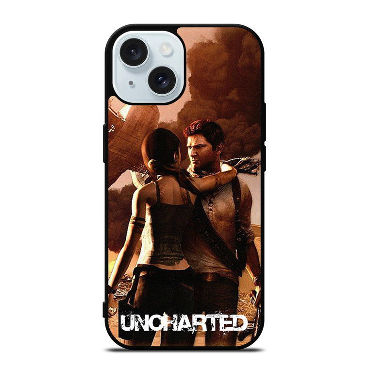 NATHAN DRAKE LARA CROFT UNCHARTED iPhone 15 Case Cover NATHAN DRAKE LARA CROFT UNCHARTED iPhone 15 Case Cover