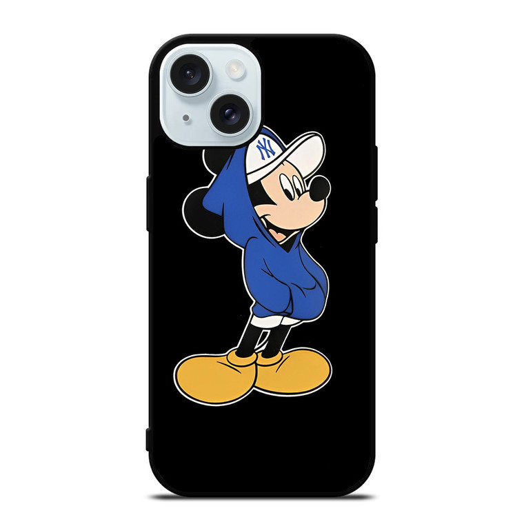 NEW YORK YANKEES MICKEY MOUSE BLACK iPhone 15 Case Cover NEW YORK YANKEES MICKEY MOUSE BLACK iPhone 15 Case Cover