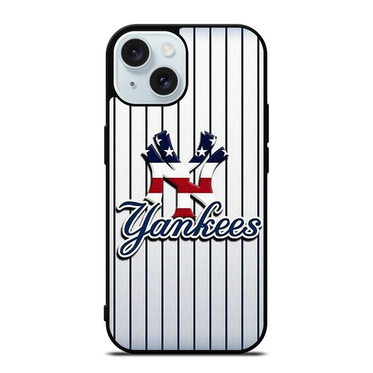 NEW YORK YANKEES USA FLAG STRIPE LOGO iPhone 15 Case Cover NEW YORK YANKEES USA FLAG STRIPE LOGO iPhone 15 Case Cover