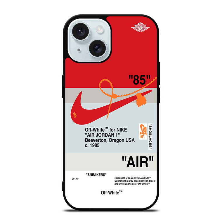 NIKE AIR JORDAN 1 OFF WHITE RED iPhone 15 Case Cover NIKE AIR JORDAN 1 OFF WHITE RED iPhone 15 Case Cover