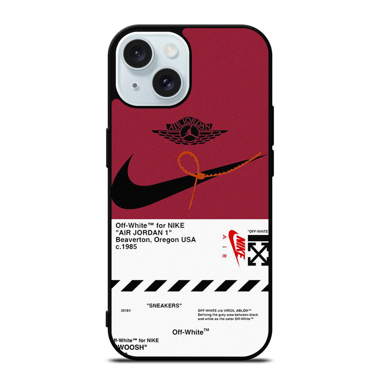 NIKE SWOOSH AIR JORDAN OFF WHITE iPhone 15 Case Cover NIKE SWOOSH AIR JORDAN OFF WHITE iPhone 15 Case Cover
