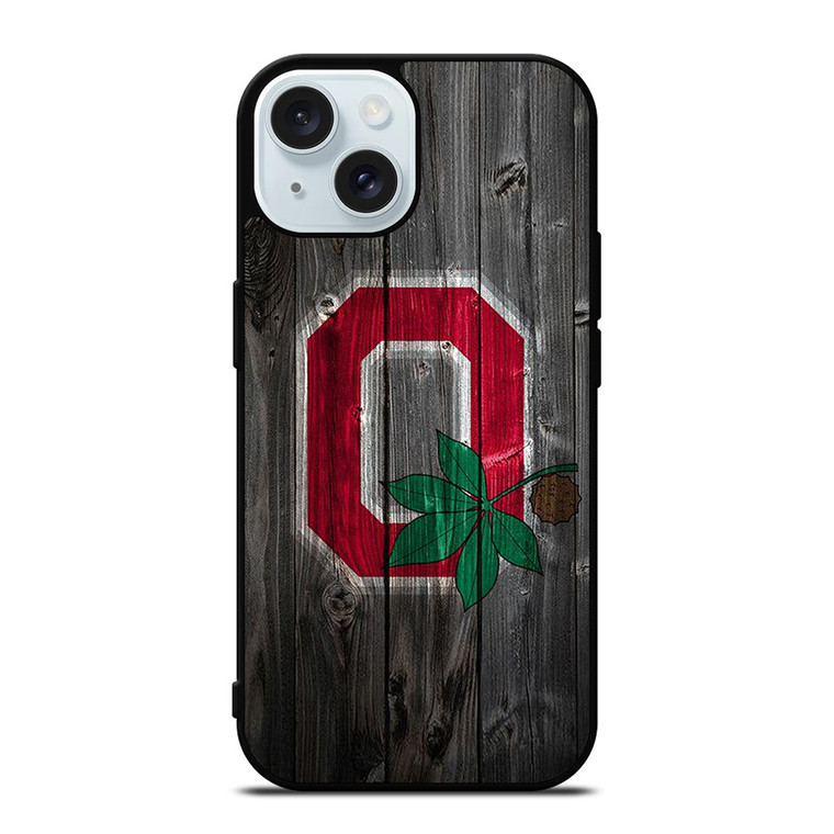 OHIO STATE BUCKEYES LOGO WOOD iPhone 15 Case Cover