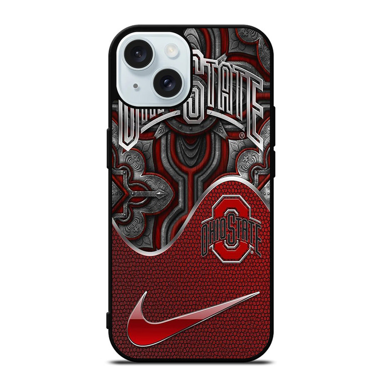 OHIO STATE BUCKEYES METAL EMBLEM iPhone 15 Case Cover