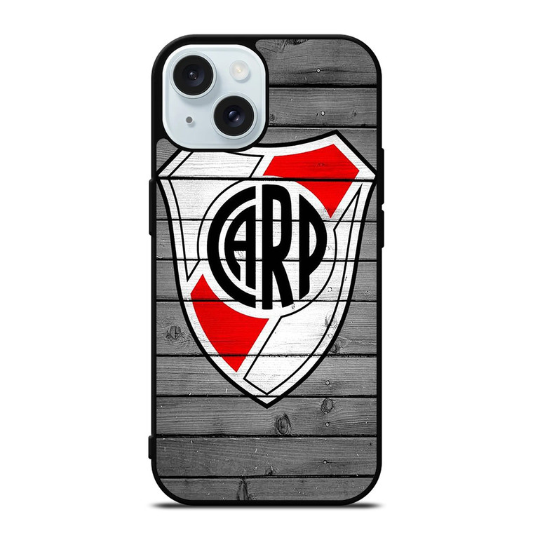 RIVER PLATE FOOTBALL WOOD LOGO iPhone 15 Case Cover