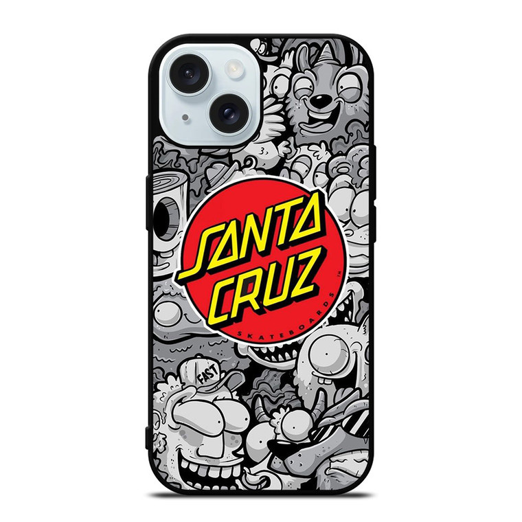 SANTA CRUZ SKATEBOARD DOODLE CARTOON iPhone 15 Case Cover