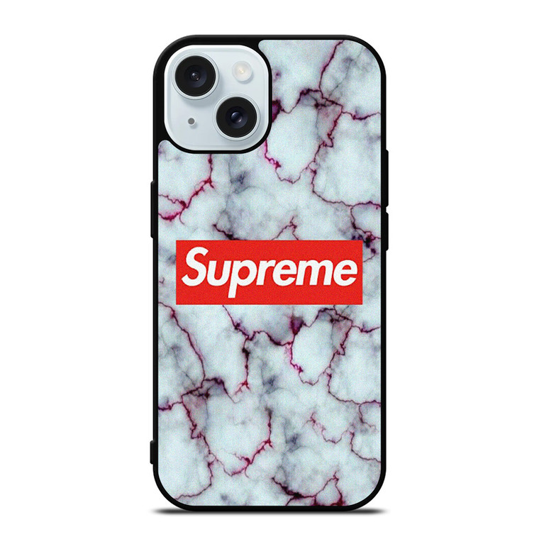 SUPREME MARBLE TEXTURE iPhone 15 Case Cover