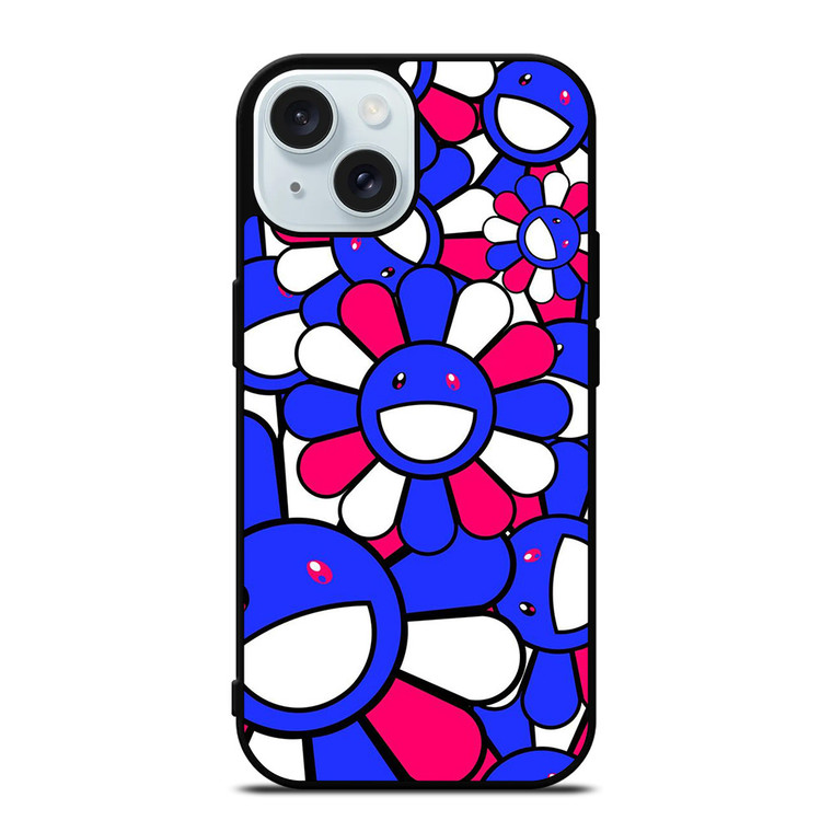 TAKASHI MURAKAMI BLUE PINK iPhone 15 Case Cover TAKASHI MURAKAMI BLUE PINK iPhone 15 Case Cover
